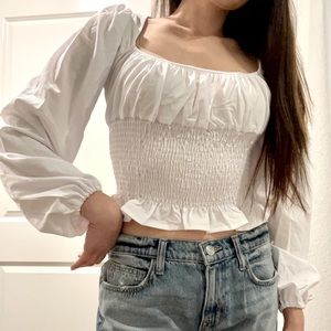 YesStyle Ruched White Top